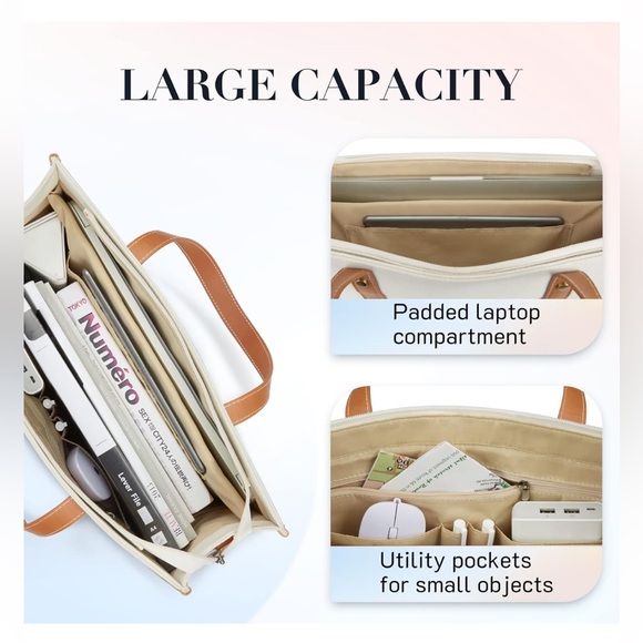 NWT Laptop Tote Bag | Canvas Laptop Bag 15.6 Inch | Work Shoulder Bag - Picture 2 of 6